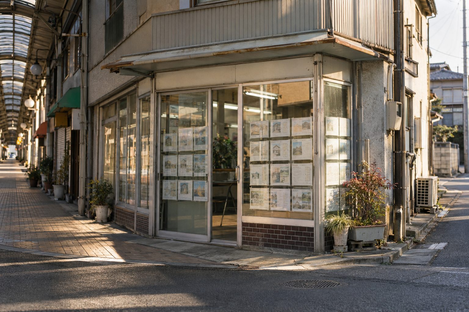 地域の商店街に並ぶ店先
